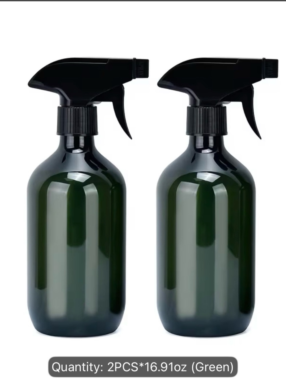 BN Set of 2 Green Refillable Spray Bottles plastic 16oz.
